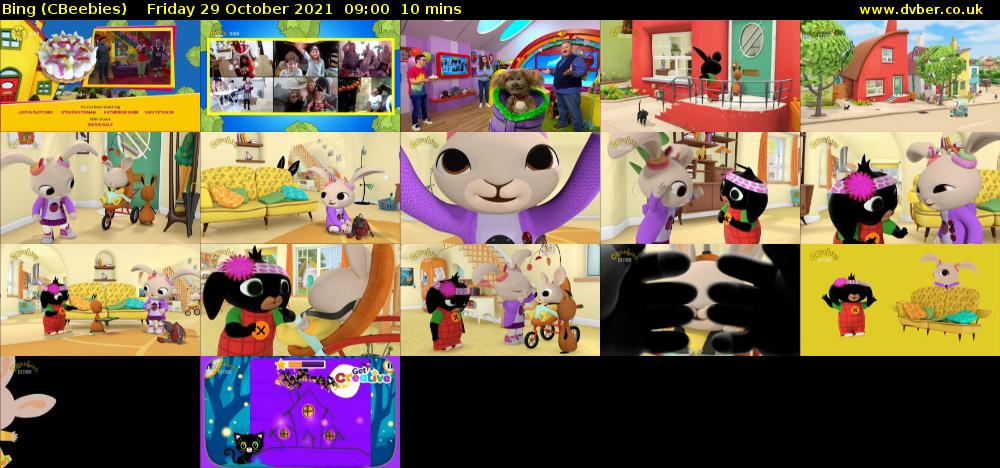 Bing (CBeebies) Friday 29 October 2021 09:00 - 09:10
