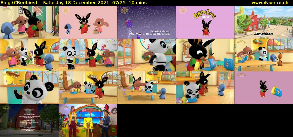 Bing (CBeebies) Saturday 18 December 2021 07:25 - 07:35