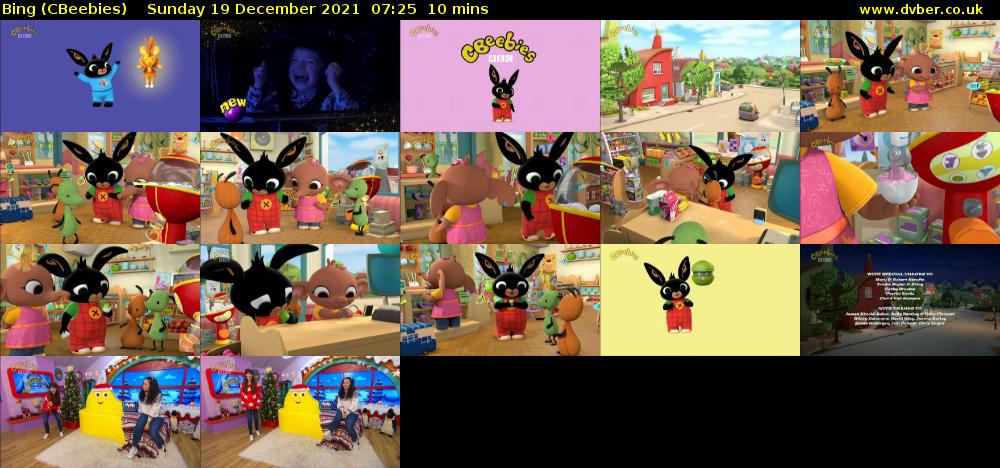 Bing (CBeebies) Sunday 19 December 2021 07:25 - 07:35