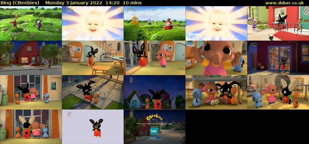 Bing (CBeebies) Monday 3 January 2022 14:20 - 14:30