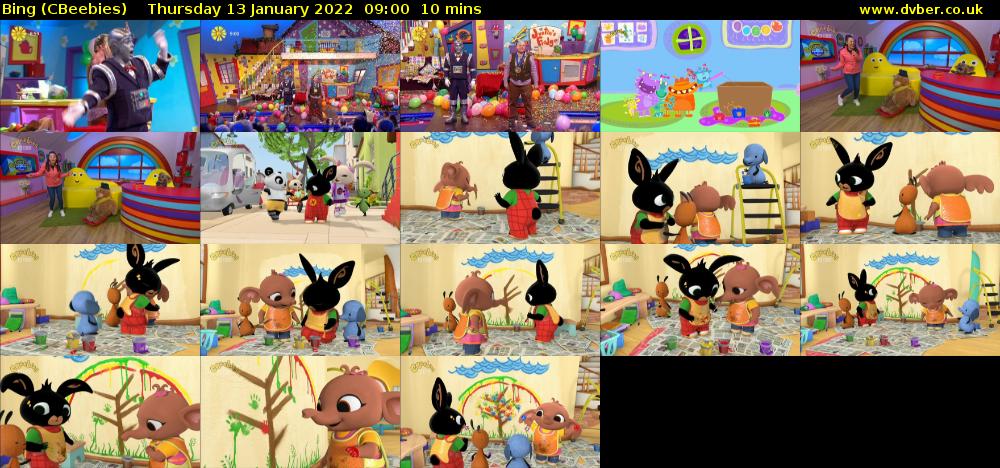 Bing (CBeebies) Thursday 13 January 2022 09:00 - 09:10