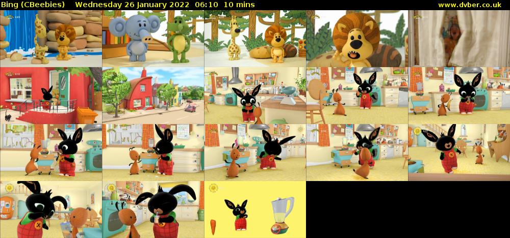 Bing (CBeebies) Wednesday 26 January 2022 06:10 - 06:20