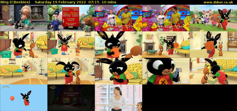 Bing (CBeebies) Saturday 19 February 2022 07:15 - 07:25