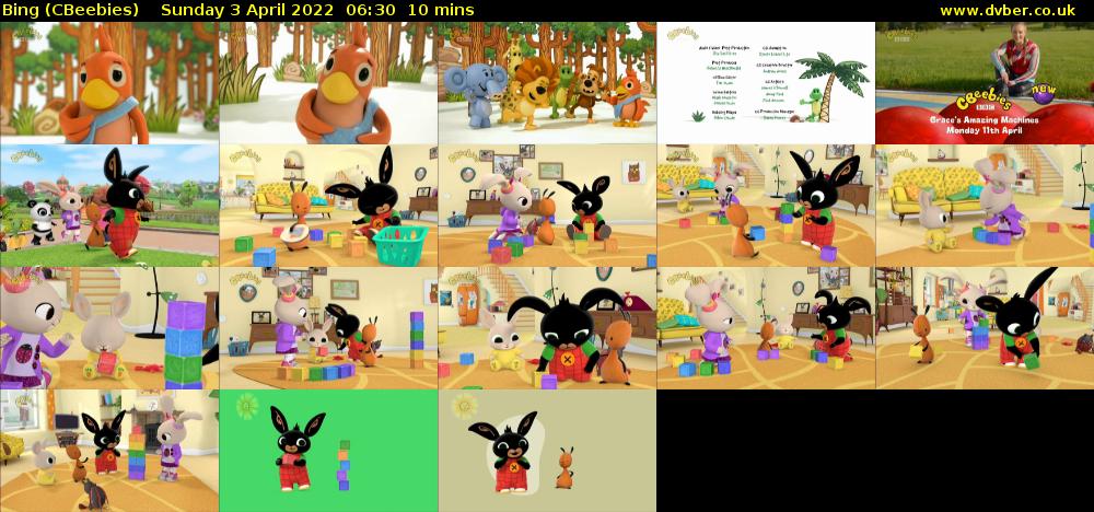 Bing (CBeebies) Sunday 3 April 2022 06:30 - 06:40
