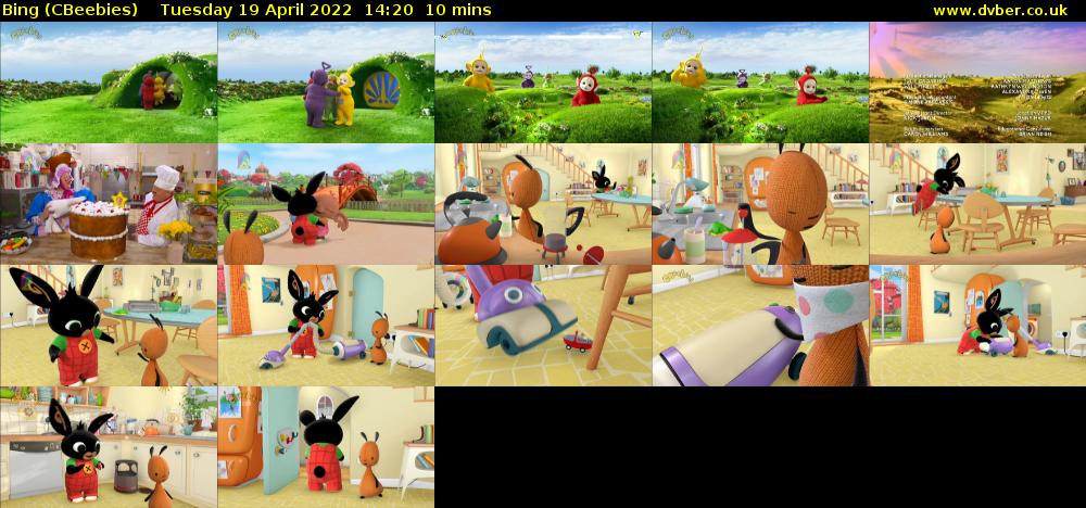 Bing (CBeebies) Tuesday 19 April 2022 14:20 - 14:30