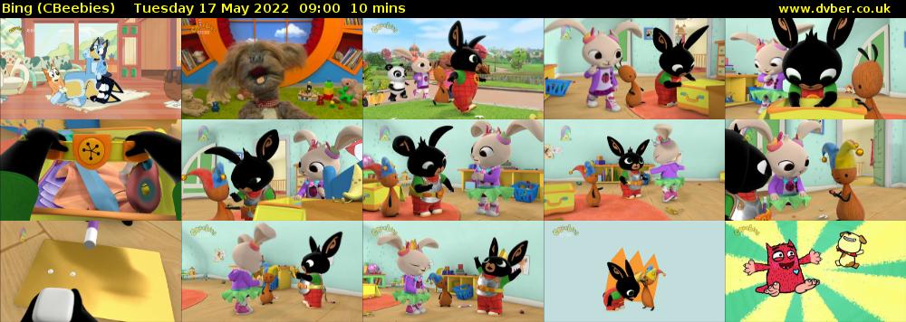 Bing (CBeebies) Tuesday 17 May 2022 09:00 - 09:10