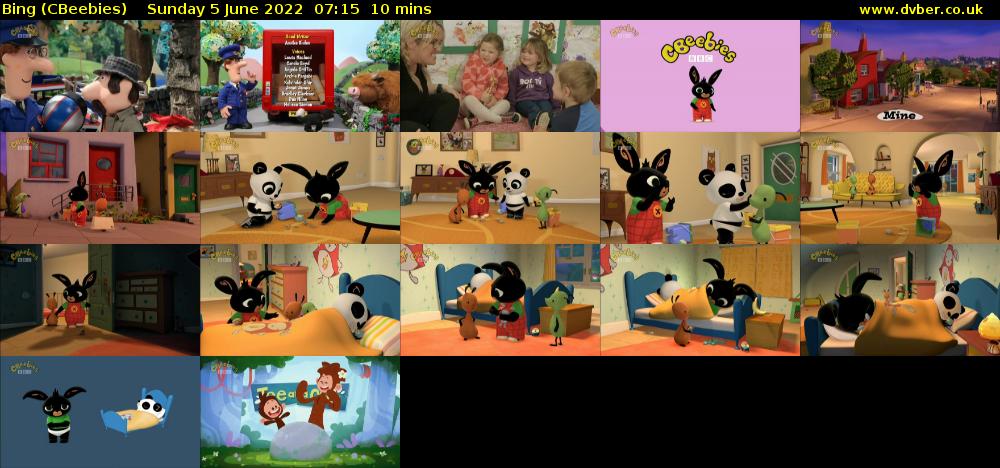 Bing (CBeebies) Sunday 5 June 2022 07:15 - 07:25