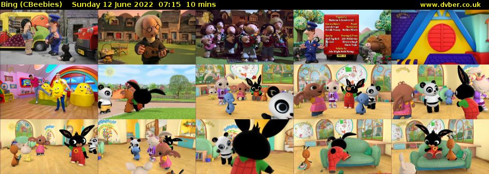 Bing (CBeebies) Sunday 12 June 2022 07:15 - 07:25