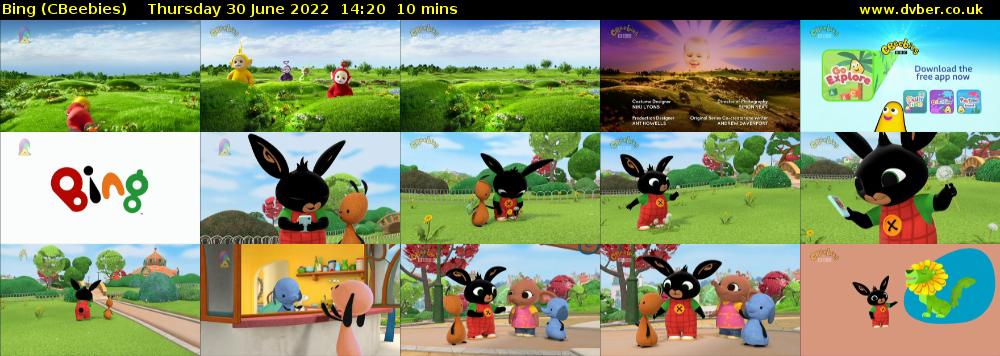 Bing (CBeebies) Thursday 30 June 2022 14:20 - 14:30