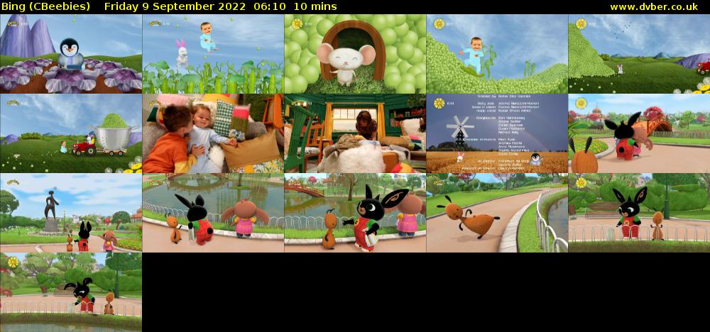 Bing (CBeebies) Friday 9 September 2022 06:10 - 06:20