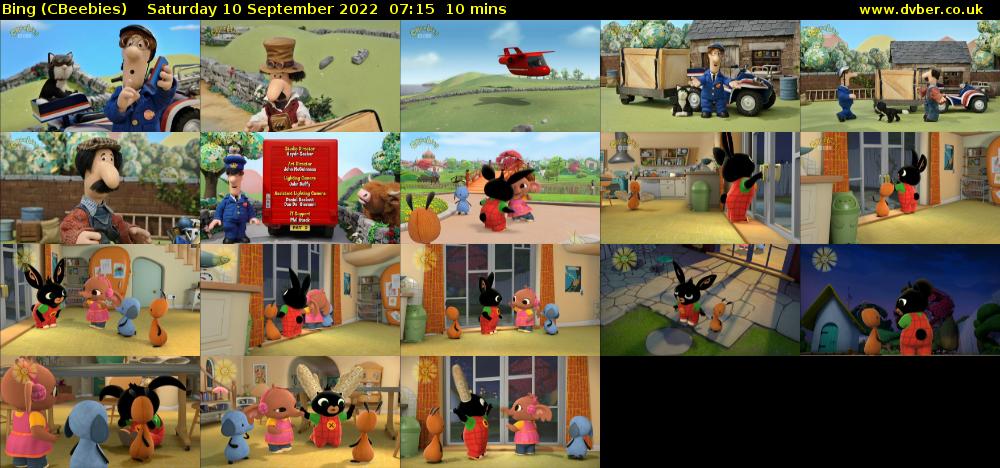 Bing (CBeebies) Saturday 10 September 2022 07:15 - 07:25