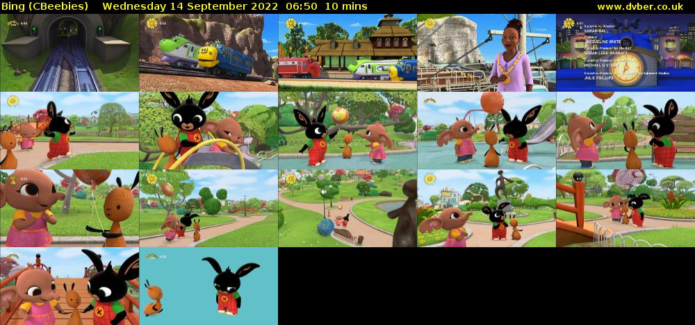 Bing (CBeebies) Wednesday 14 September 2022 06:50 - 07:00
