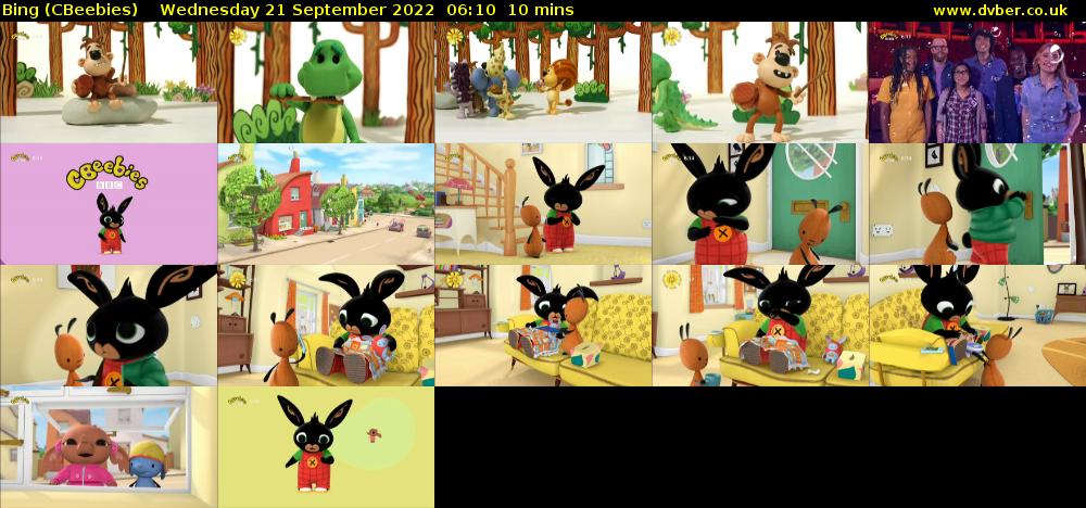 Bing (CBeebies) Wednesday 21 September 2022 06:10 - 06:20