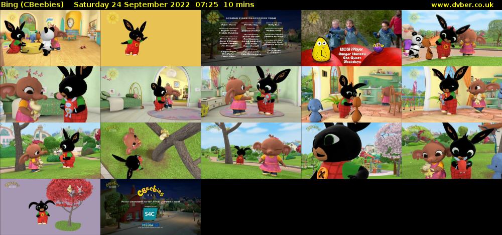 Bing (CBeebies) Saturday 24 September 2022 07:25 - 07:35