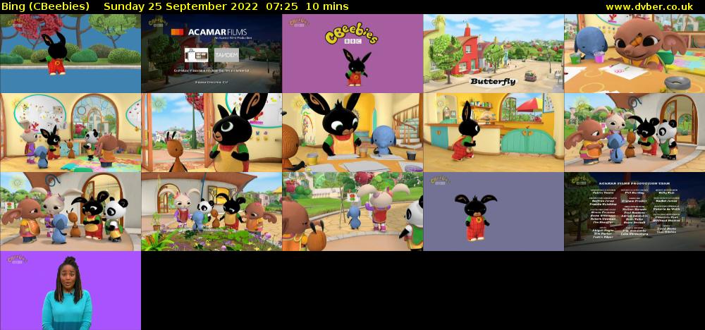 Bing (CBeebies) Sunday 25 September 2022 07:25 - 07:35