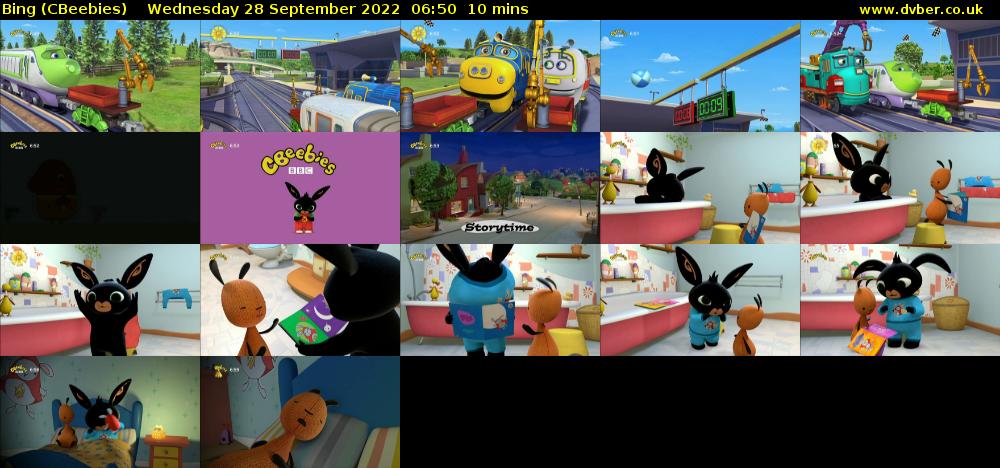 Bing (CBeebies) Wednesday 28 September 2022 06:50 - 07:00