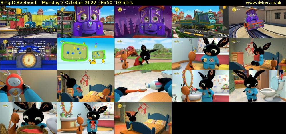 Bing (CBeebies) Monday 3 October 2022 06:50 - 07:00