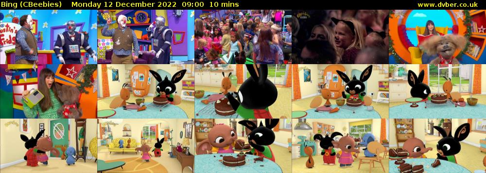 Bing (CBeebies) Monday 12 December 2022 09:00 - 09:10