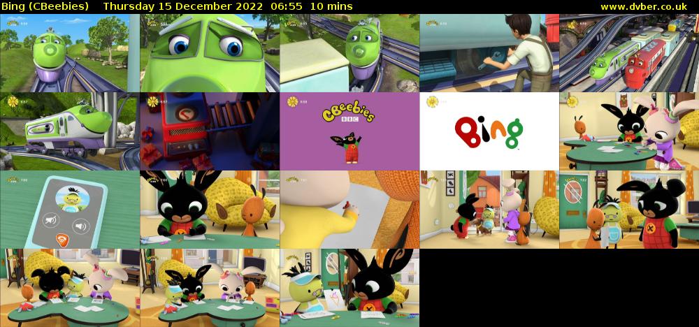 Bing (CBeebies) Thursday 15 December 2022 06:55 - 07:05