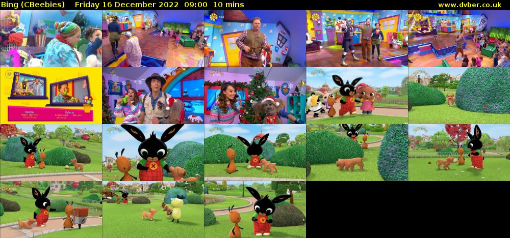 Bing (CBeebies) Friday 16 December 2022 09:00 - 09:10