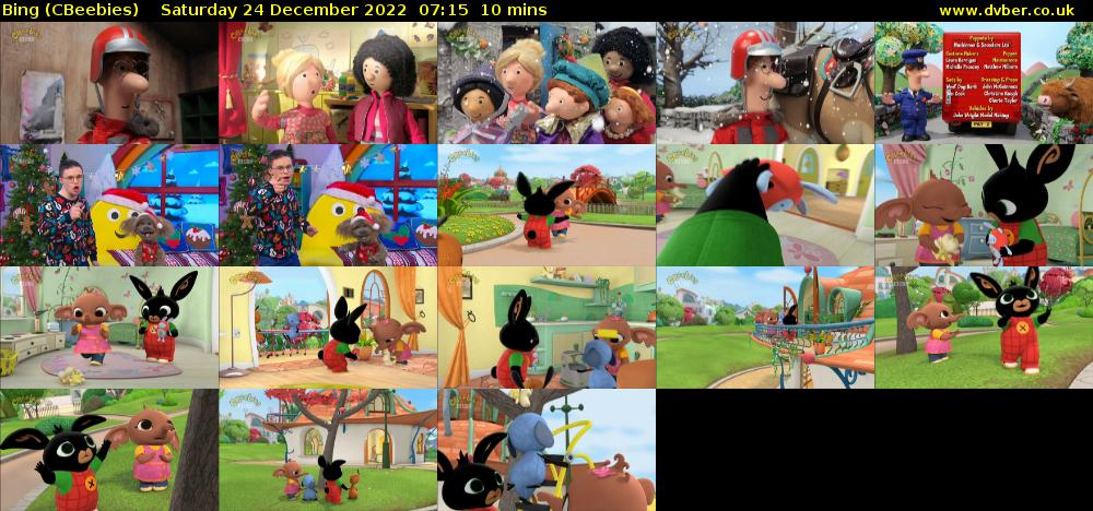 Bing (CBeebies) Saturday 24 December 2022 07:15 - 07:25