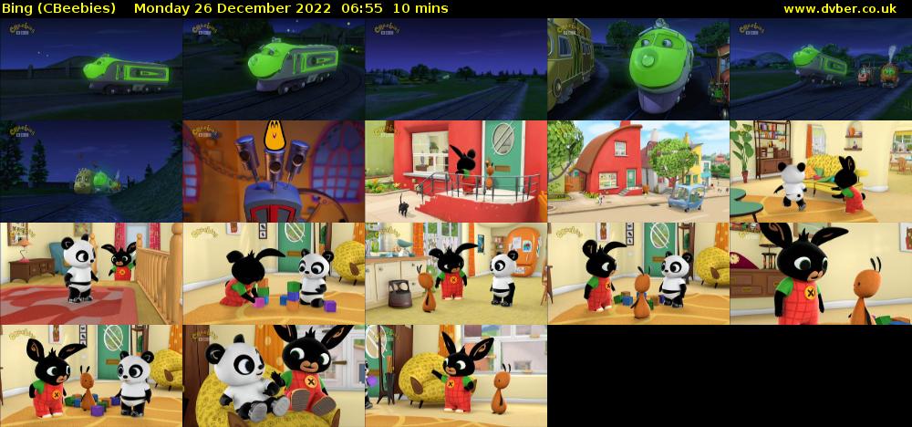 Bing (CBeebies) Monday 26 December 2022 06:55 - 07:05