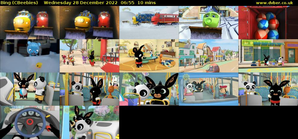 Bing (CBeebies) Wednesday 28 December 2022 06:55 - 07:05