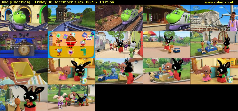 Bing (CBeebies) Friday 30 December 2022 06:55 - 07:05