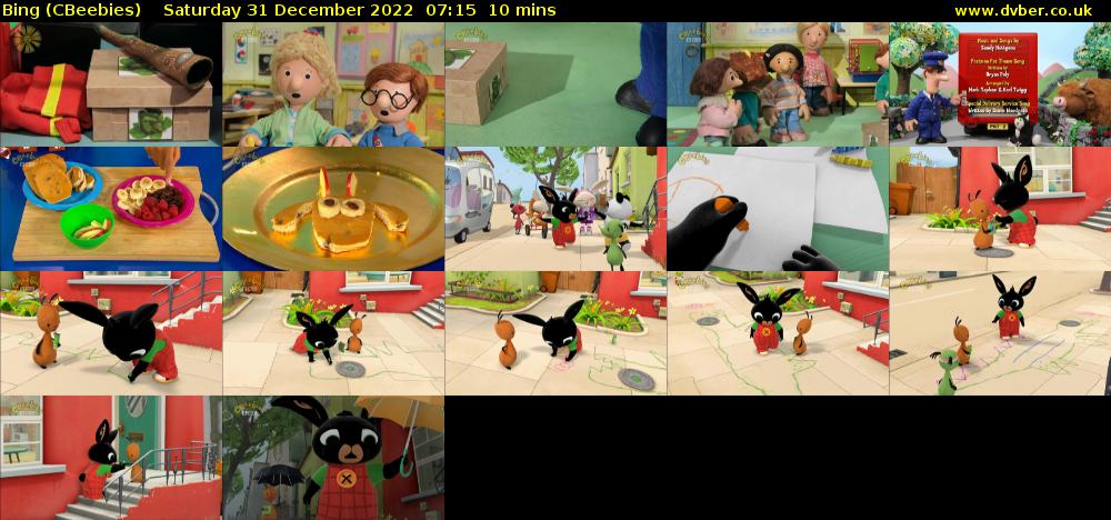 Bing (CBeebies) Saturday 31 December 2022 07:15 - 07:25