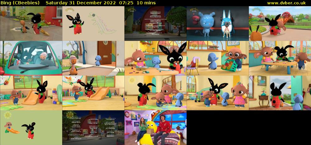 Bing (CBeebies) Saturday 31 December 2022 07:25 - 07:35