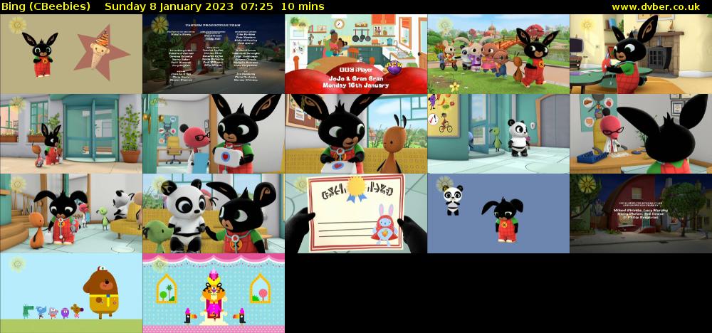 Bing (CBeebies) Sunday 8 January 2023 07:25 - 07:35