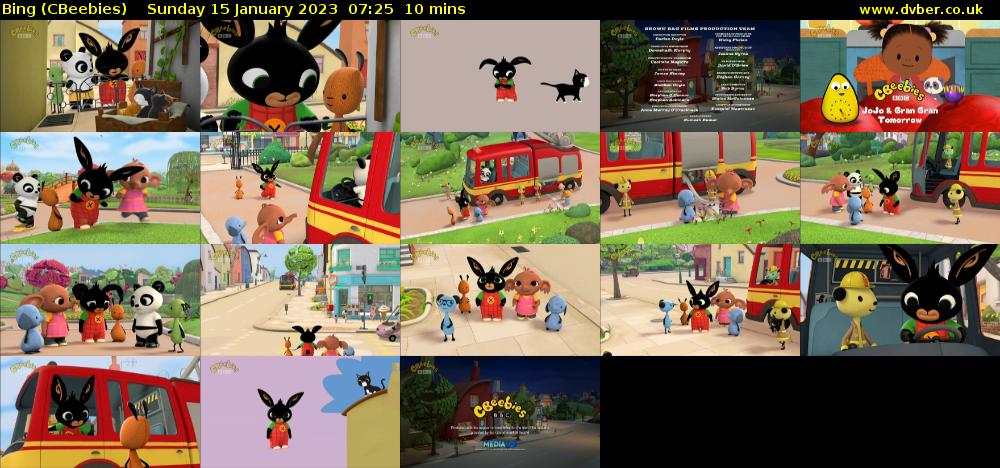 Bing (CBeebies) Sunday 15 January 2023 07:25 - 07:35