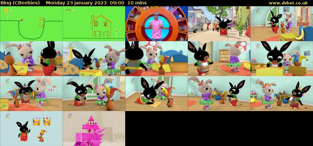 Bing (CBeebies) Monday 23 January 2023 09:00 - 09:10