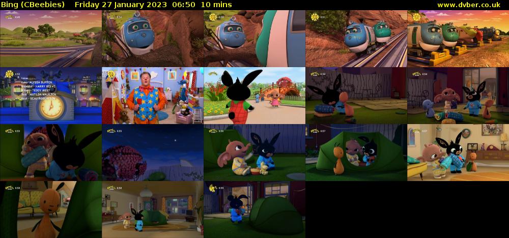 Bing (CBeebies) Friday 27 January 2023 06:50 - 07:00