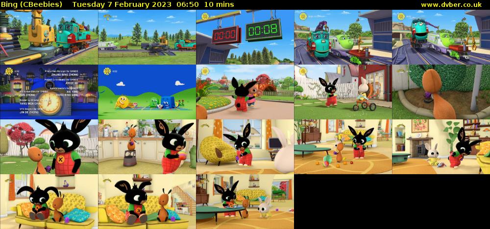 Bing (CBeebies) Tuesday 7 February 2023 06:50 - 07:00