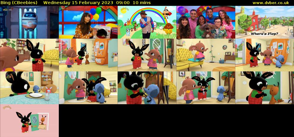 Bing (CBeebies) Wednesday 15 February 2023 09:00 - 09:10