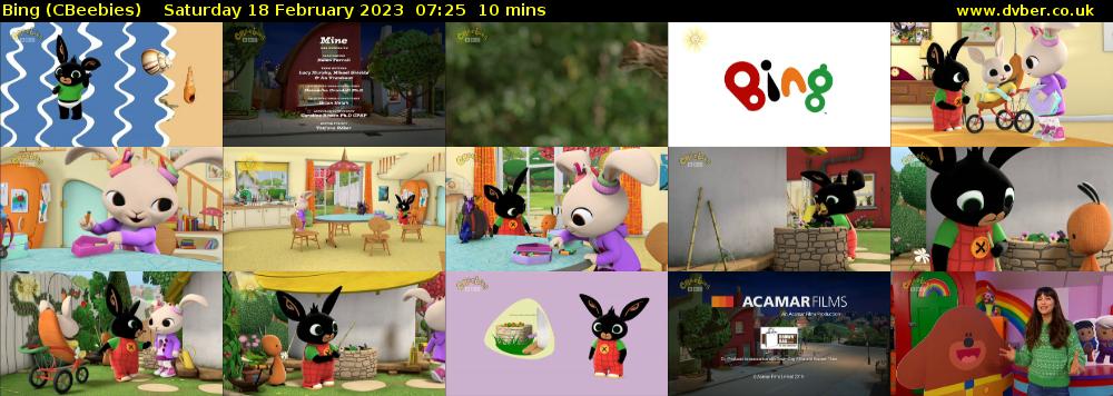 Bing (CBeebies) Saturday 18 February 2023 07:25 - 07:35