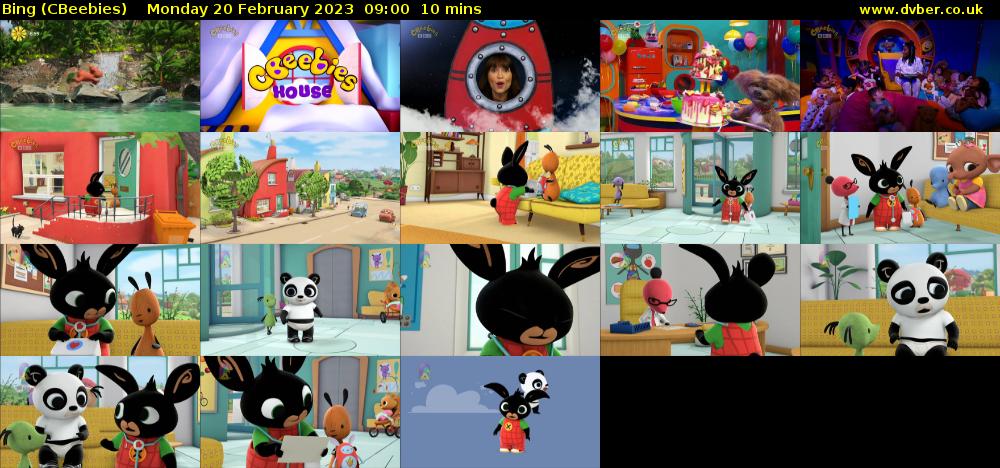 Bing (CBeebies) Monday 20 February 2023 09:00 - 09:10