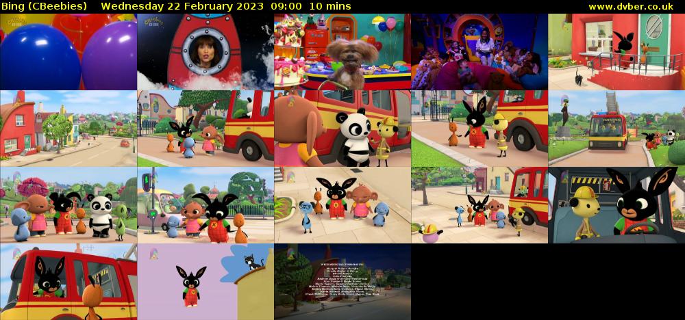 Bing (CBeebies) Wednesday 22 February 2023 09:00 - 09:10