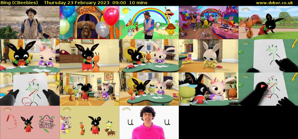 Bing (CBeebies) Thursday 23 February 2023 09:00 - 09:10