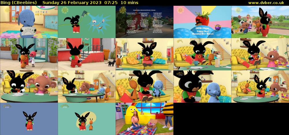 Bing (CBeebies) Sunday 26 February 2023 07:25 - 07:35