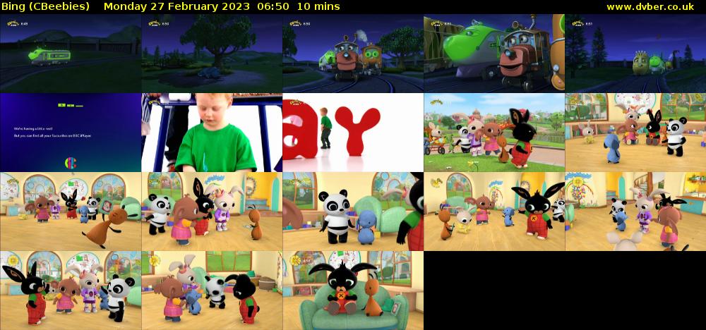 Bing (CBeebies) Monday 27 February 2023 06:50 - 07:00