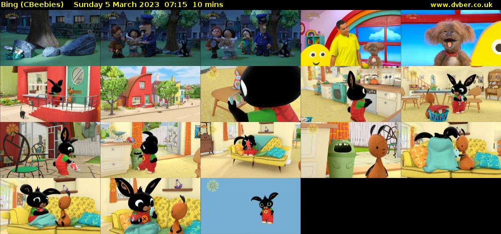 Bing (CBeebies) Sunday 5 March 2023 07:15 - 07:25