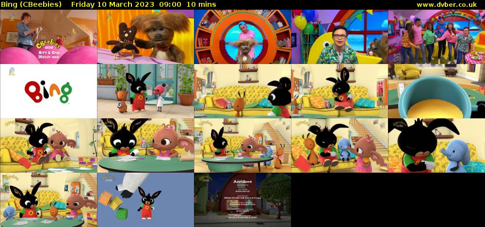 Bing (CBeebies) Friday 10 March 2023 09:00 - 09:10