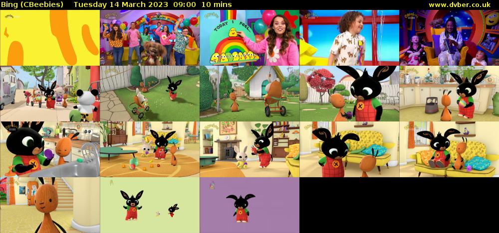 Bing (CBeebies) Tuesday 14 March 2023 09:00 - 09:10