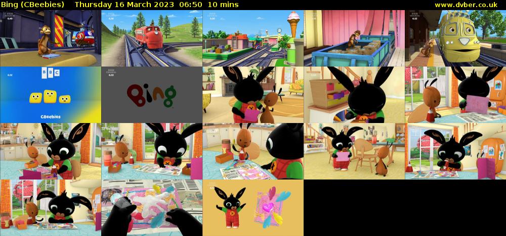 Bing (CBeebies) Thursday 16 March 2023 06:50 - 07:00