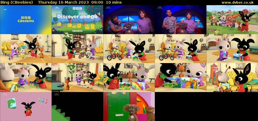 Bing (CBeebies) Thursday 16 March 2023 09:00 - 09:10