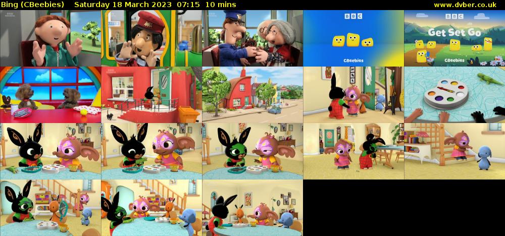 Bing (CBeebies) Saturday 18 March 2023 07:15 - 07:25