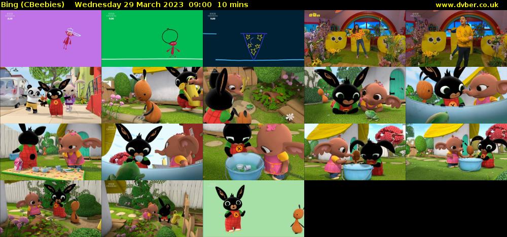 Bing (CBeebies) Wednesday 29 March 2023 09:00 - 09:10