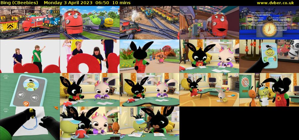 Bing (CBeebies) Monday 3 April 2023 06:50 - 07:00